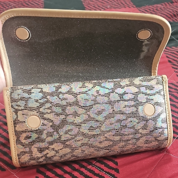 Consuela Tan and Silver Clutch with Animal Print - Picture 5 of 10
